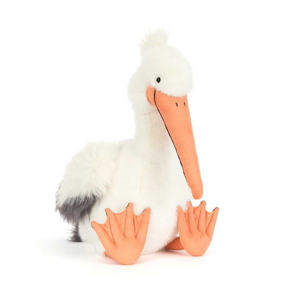 front view of Keli Pelican Plush Toy