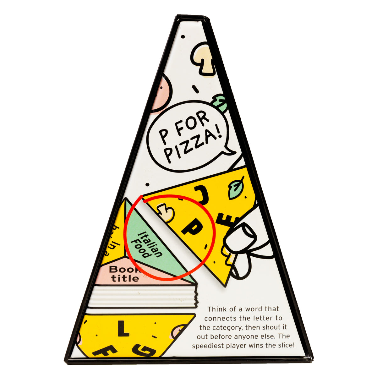 back of boxed game of P for Pizza