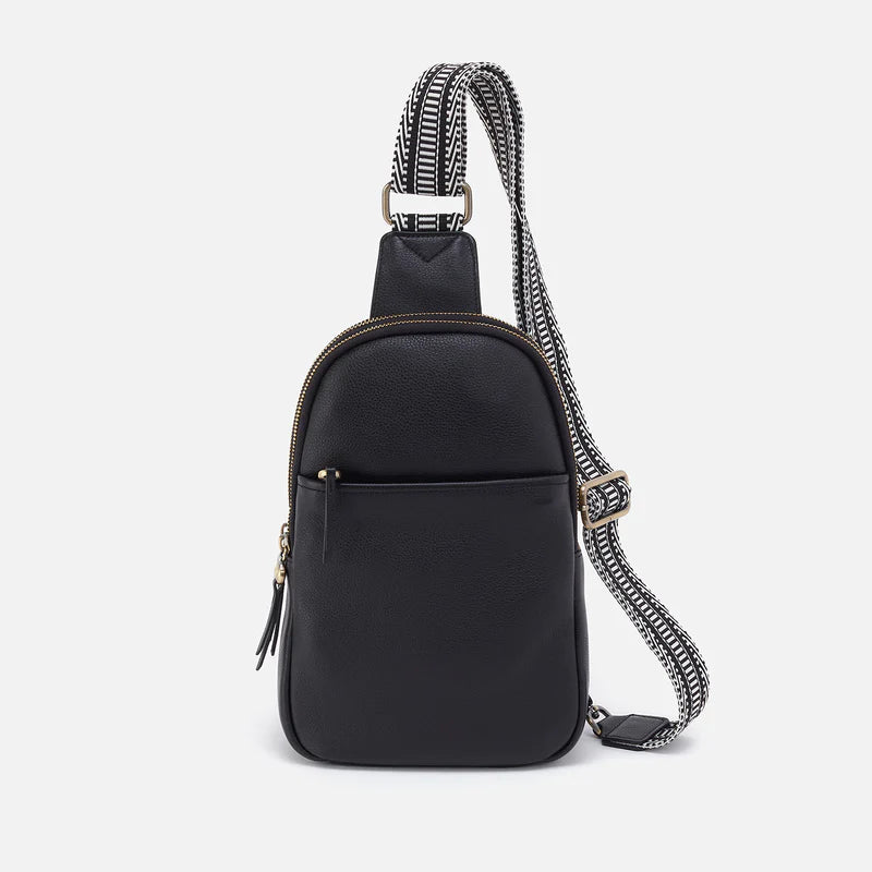 black cass sling bag on a white background.