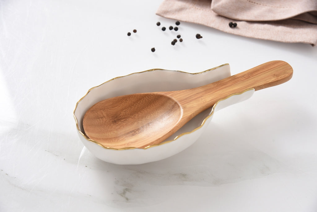 portofino spoon rest with a wooden spoon on it
