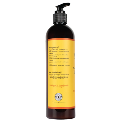 side view of bottle of  Nourishing Hand & Body Lotion in Orange Blossom Honey scent