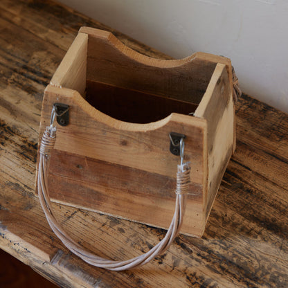 top view of a wooden handbag shaped box.