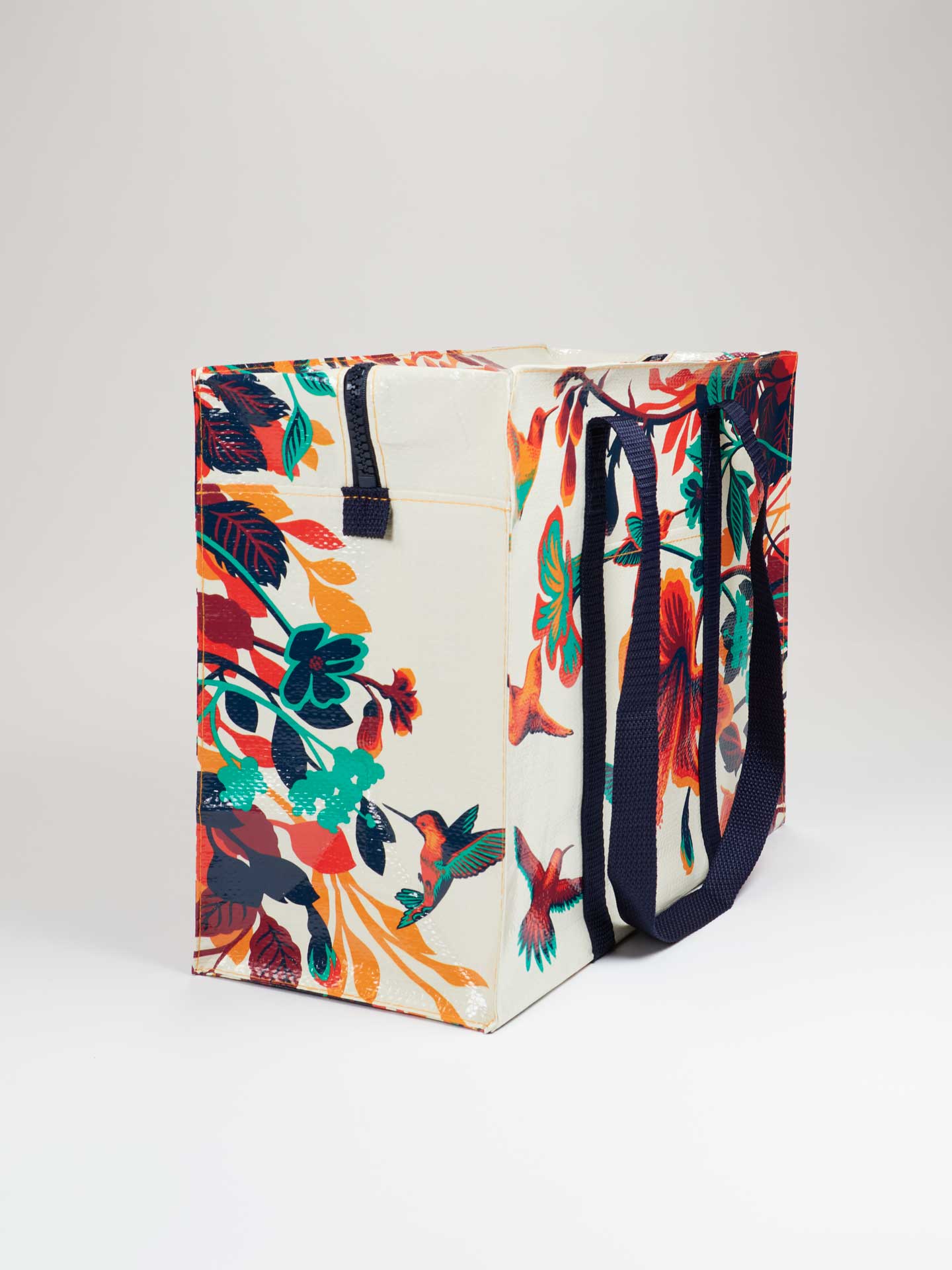 side view of hummingbird shoulder tote
