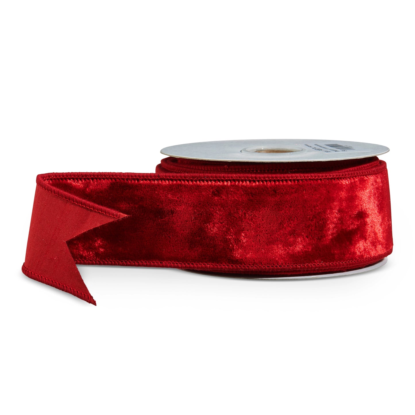 Red velvet ribbon on a white background