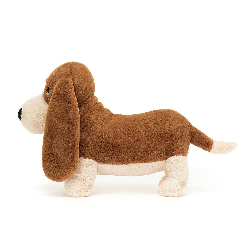 side view of Randall Basset Hound Plush Toy.
