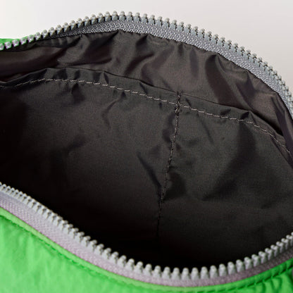 interior view of green shoulder bag