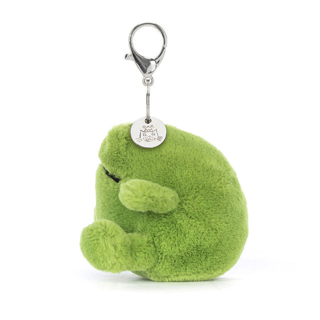 side view of ricky rain frog bag charm