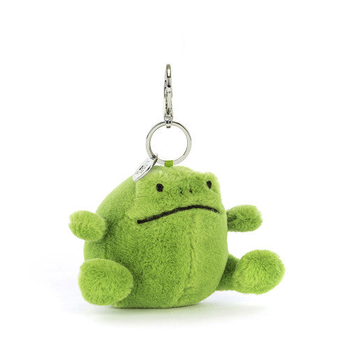 front view of ricky rain frog bag charm