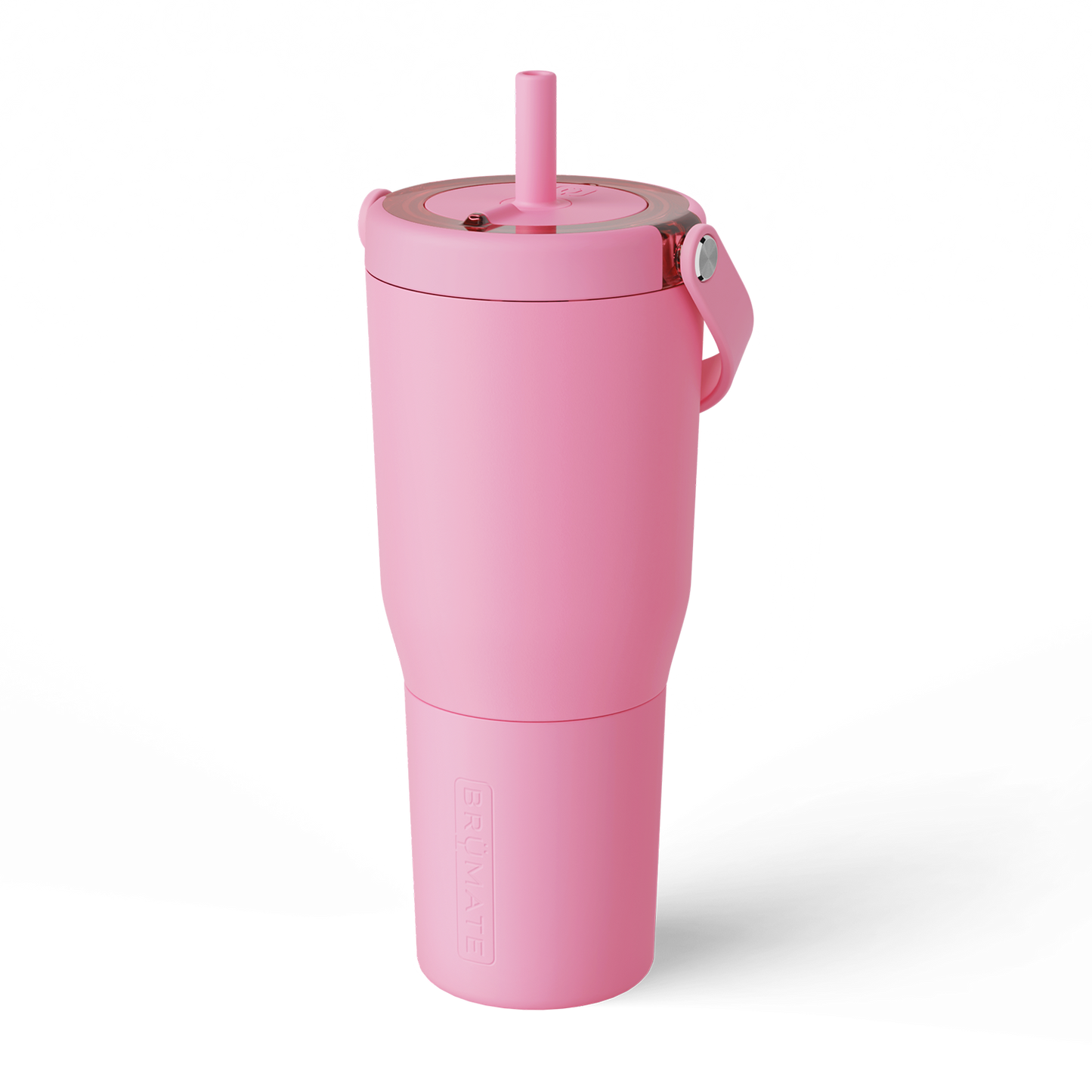 pale Pink tumbler with a straw and swing handle on a white background