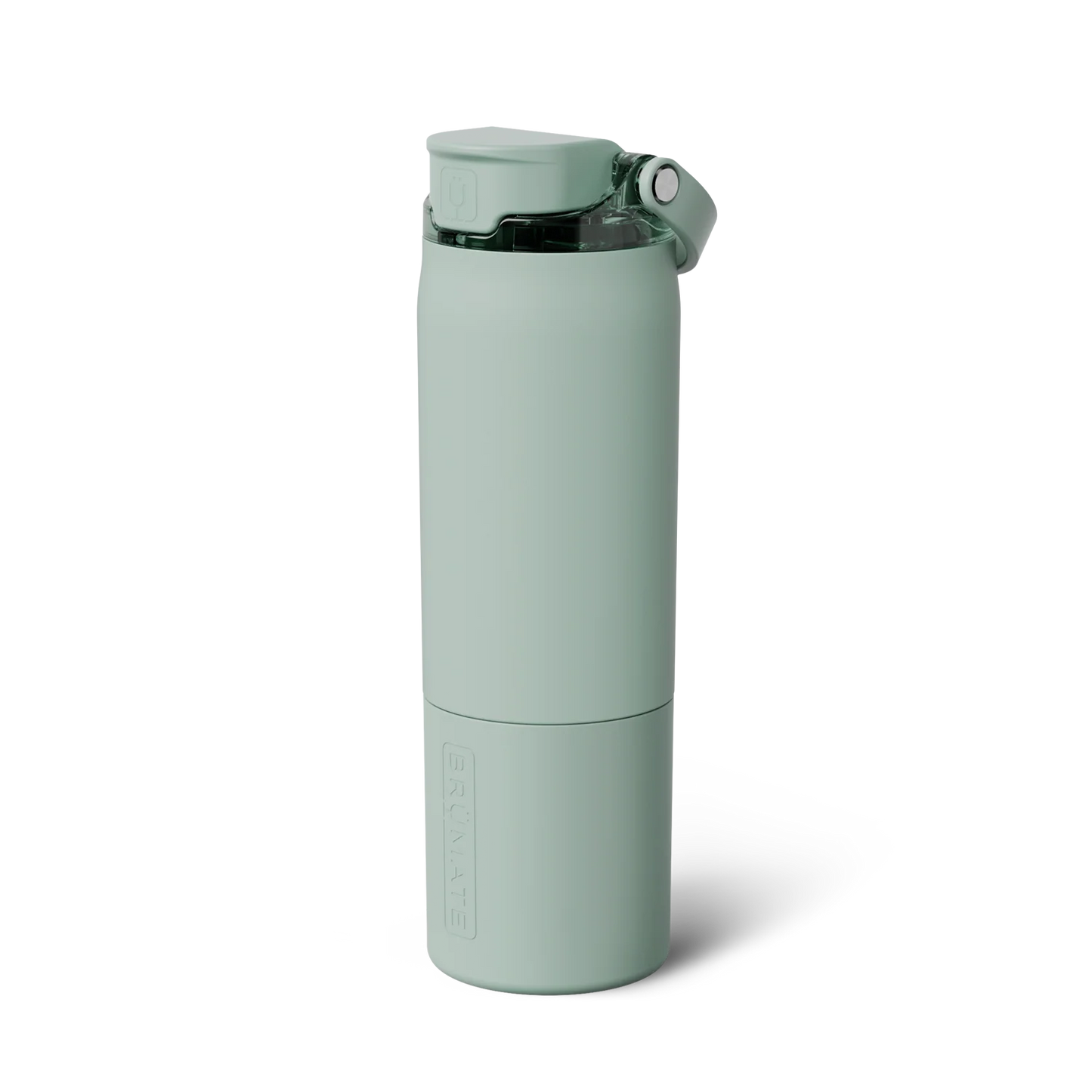 Light sage green insulated water  bottle shown on a white background