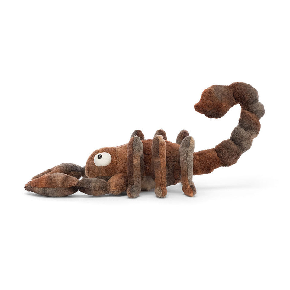 side view of Simon Scorpion Plush Toy.