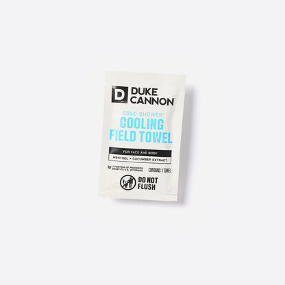 individual Duke Cannon cooling field towel packaging on a white background