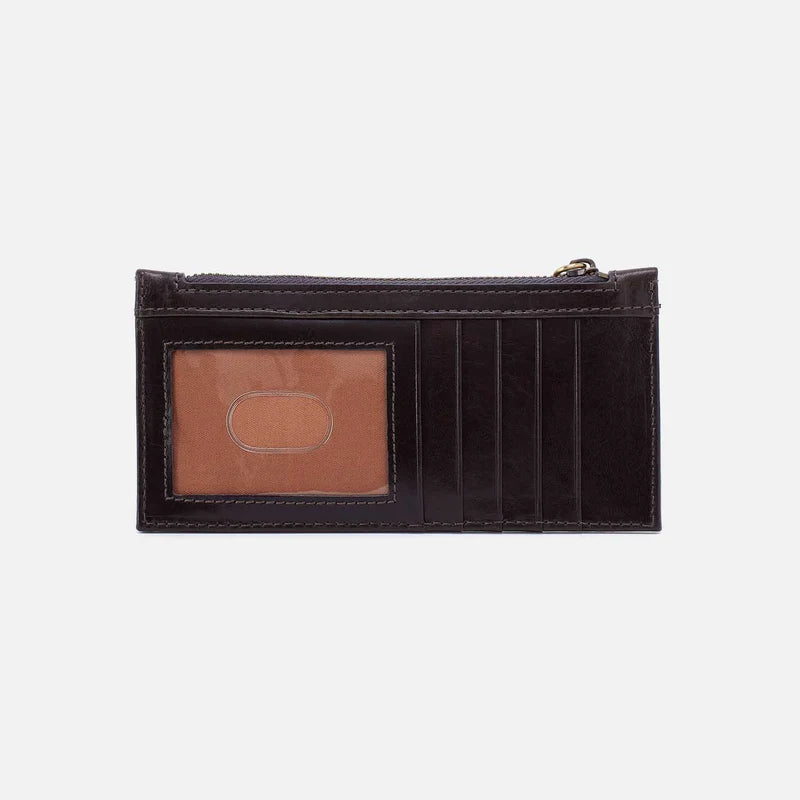 back I.D. view of carte card wallet in the dark grey black color called flintrock