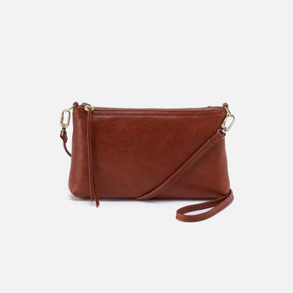front view of the darcy crossbody in the reddish brown color called pecan ridge