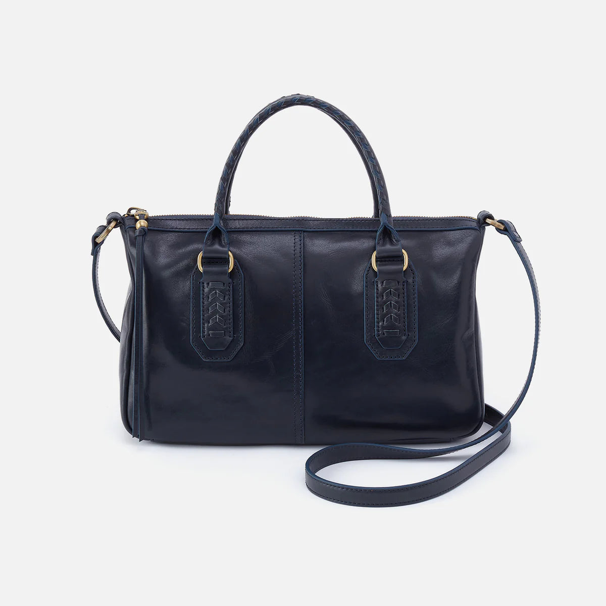 front view of expedition satchel in navy horizon