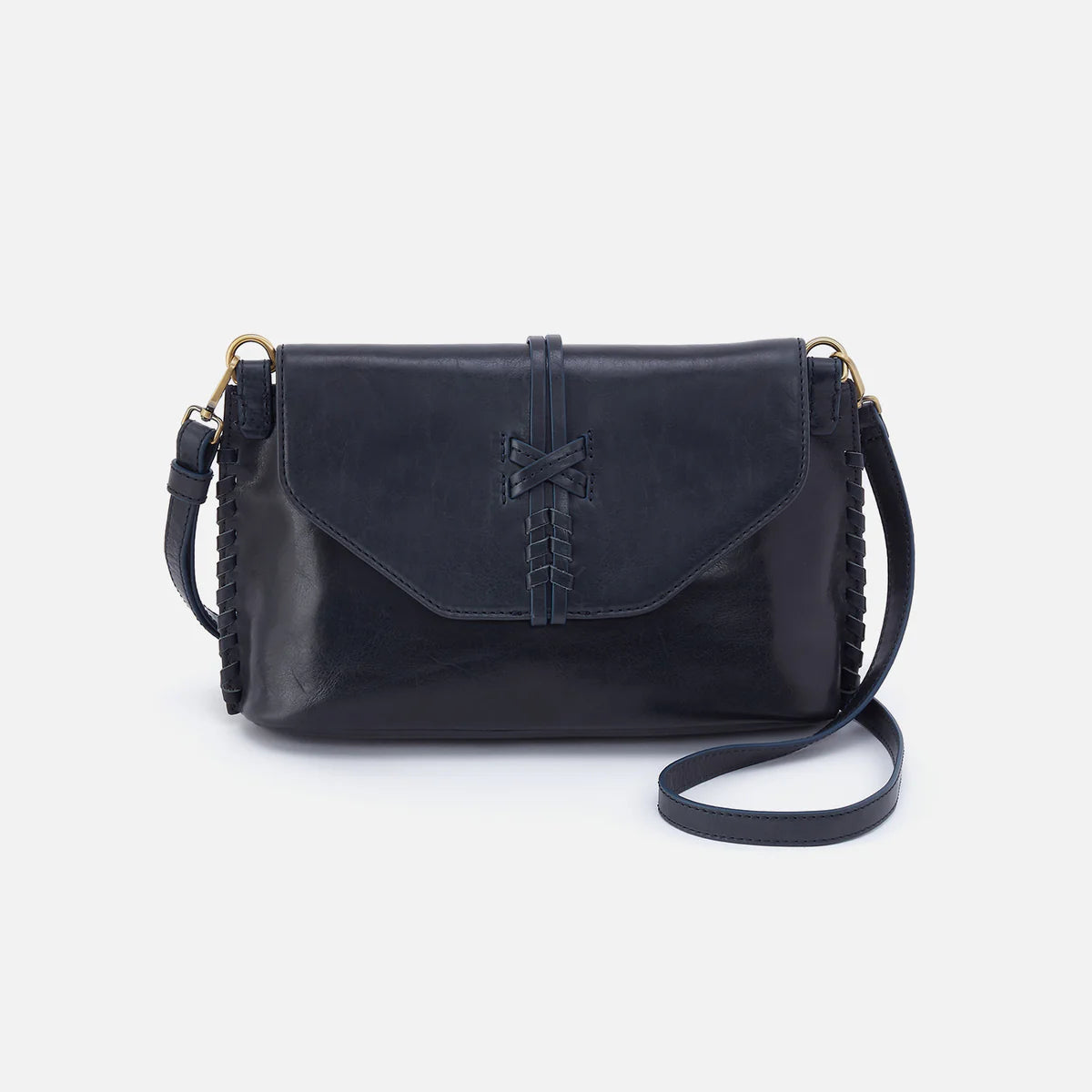 front view of expedition crossbody in navy horizon