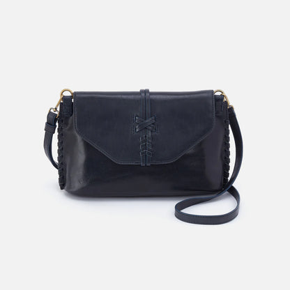 front view of expedition crossbody in navy horizon