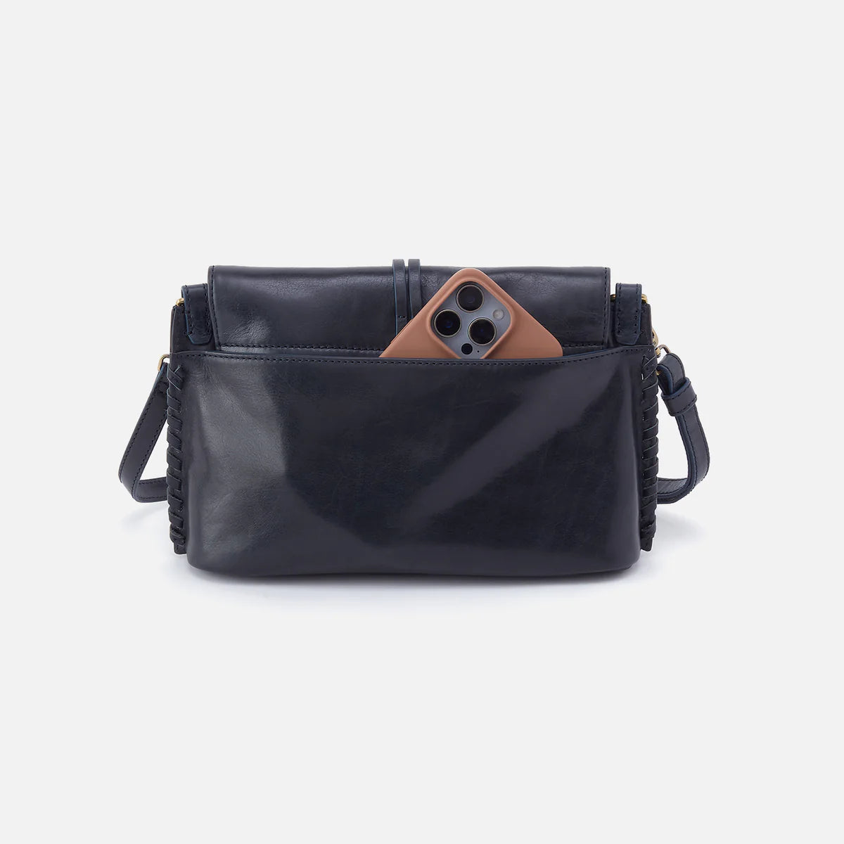 back view of expedition crossbody in navy horizon