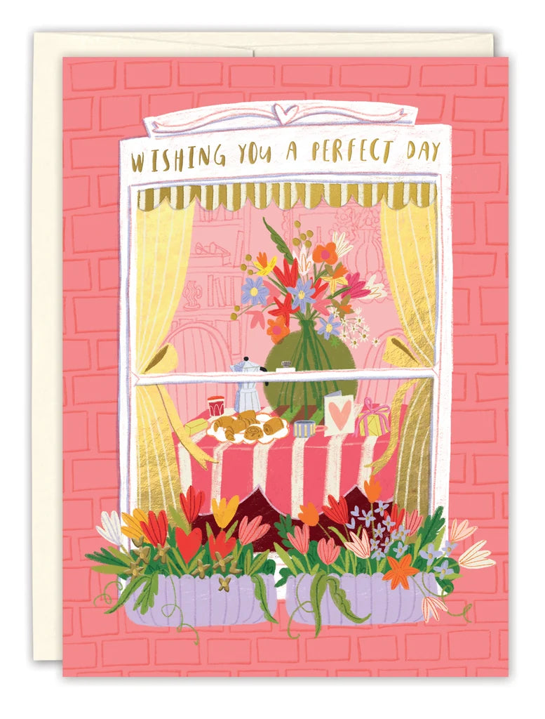 front of card featuring a window scene
