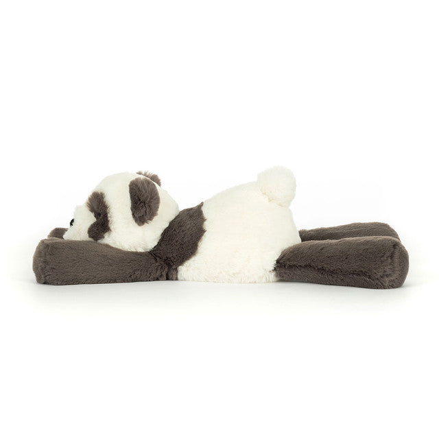 side view of smudge panda plush toy