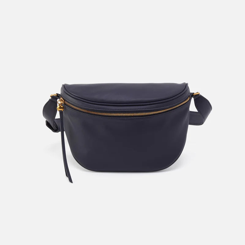 navy juno belt bag on a white background.