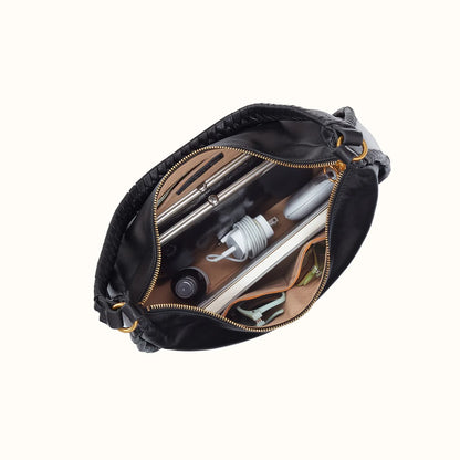 top down view of the mia crescent large hobo in black
