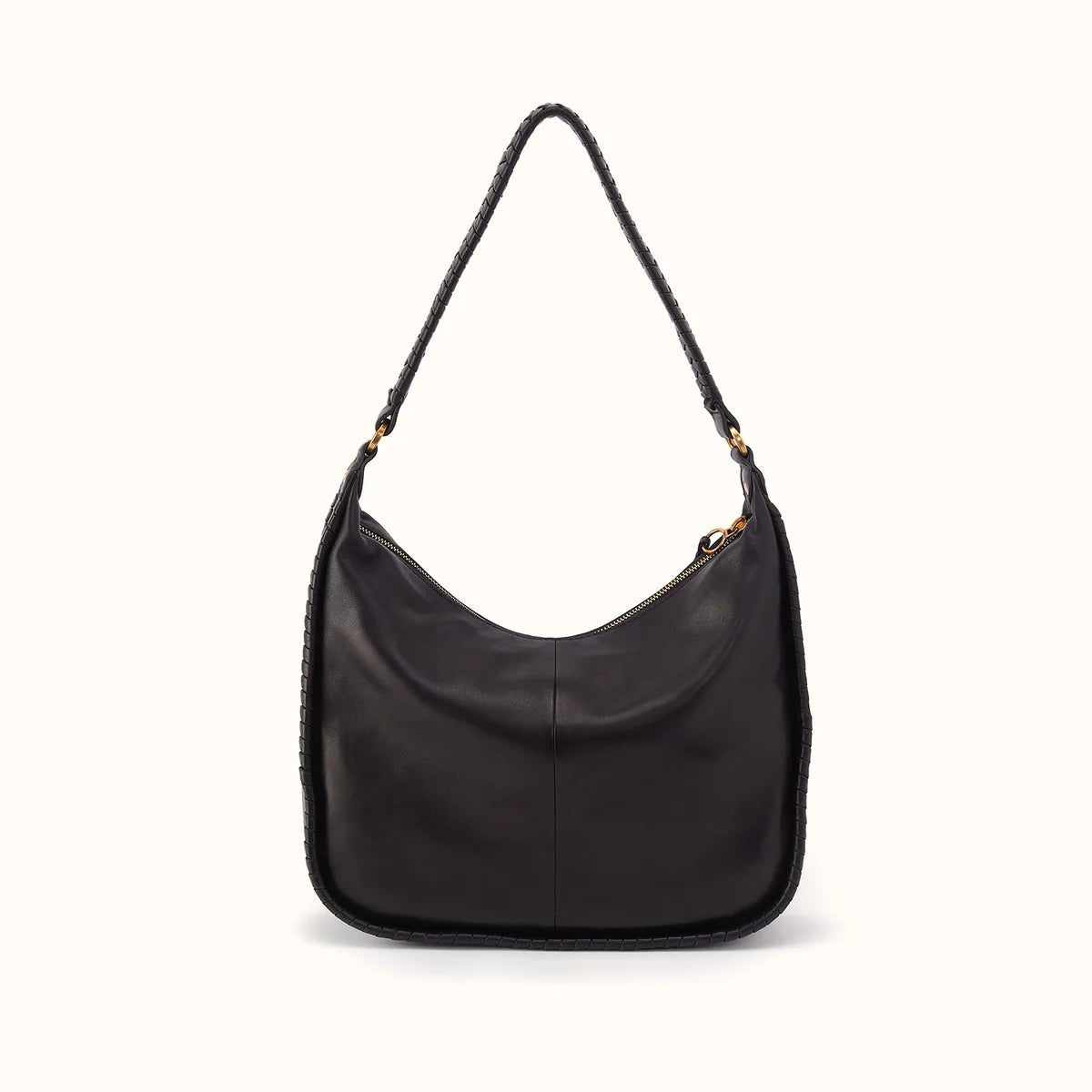 front view of the mia crescent large hobo in black