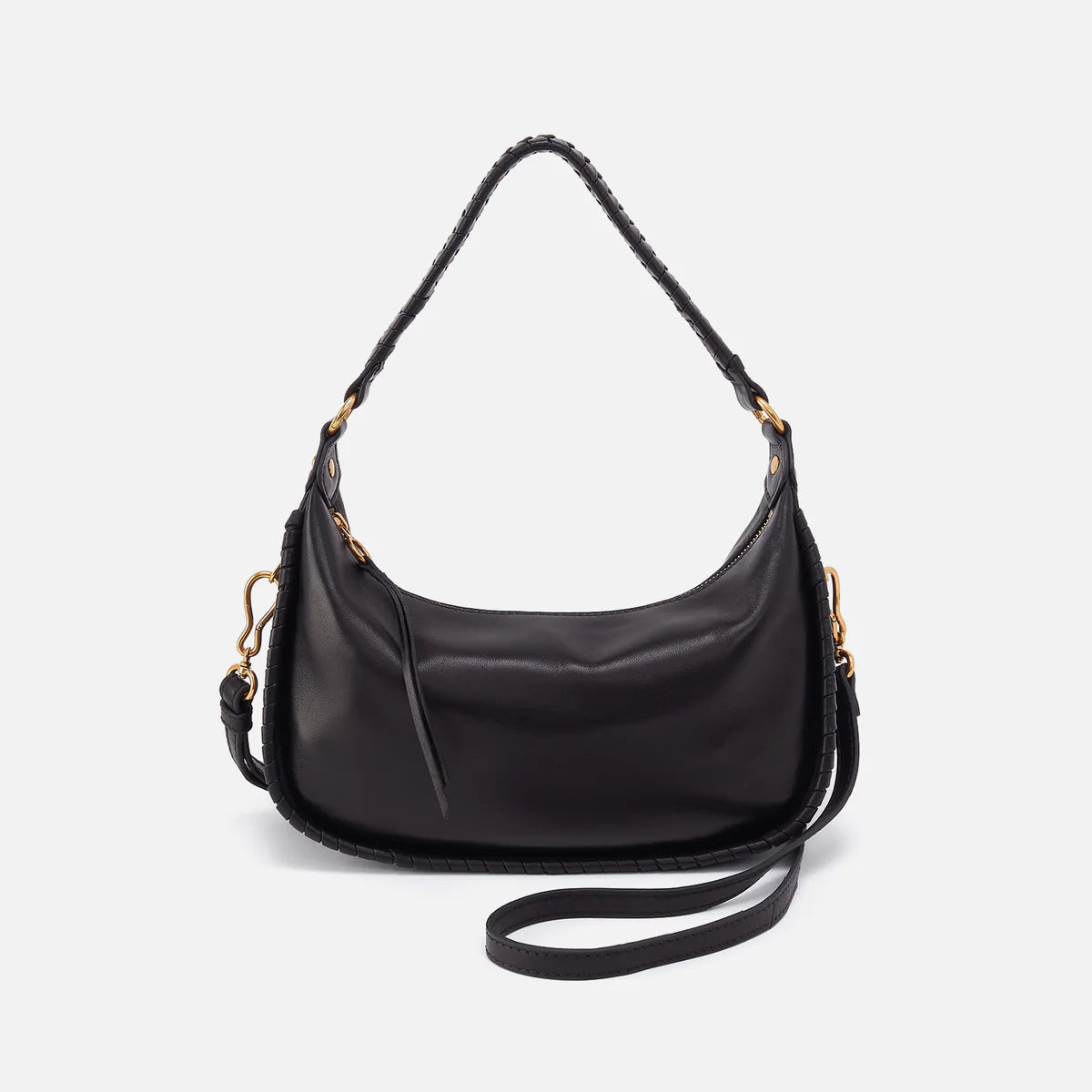 front view of Mia bag in black with crossbody strap