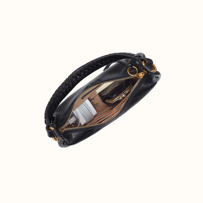 top down open view of the mia crossbody small in black