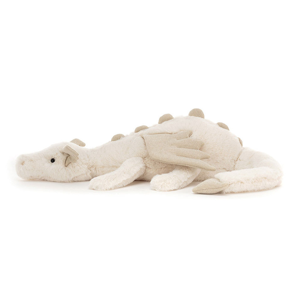 side view of Snow Dragon Little Plush Toy.