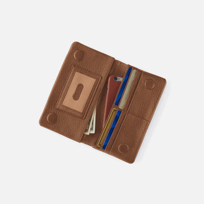interior view of timber brown lumen continental wallet