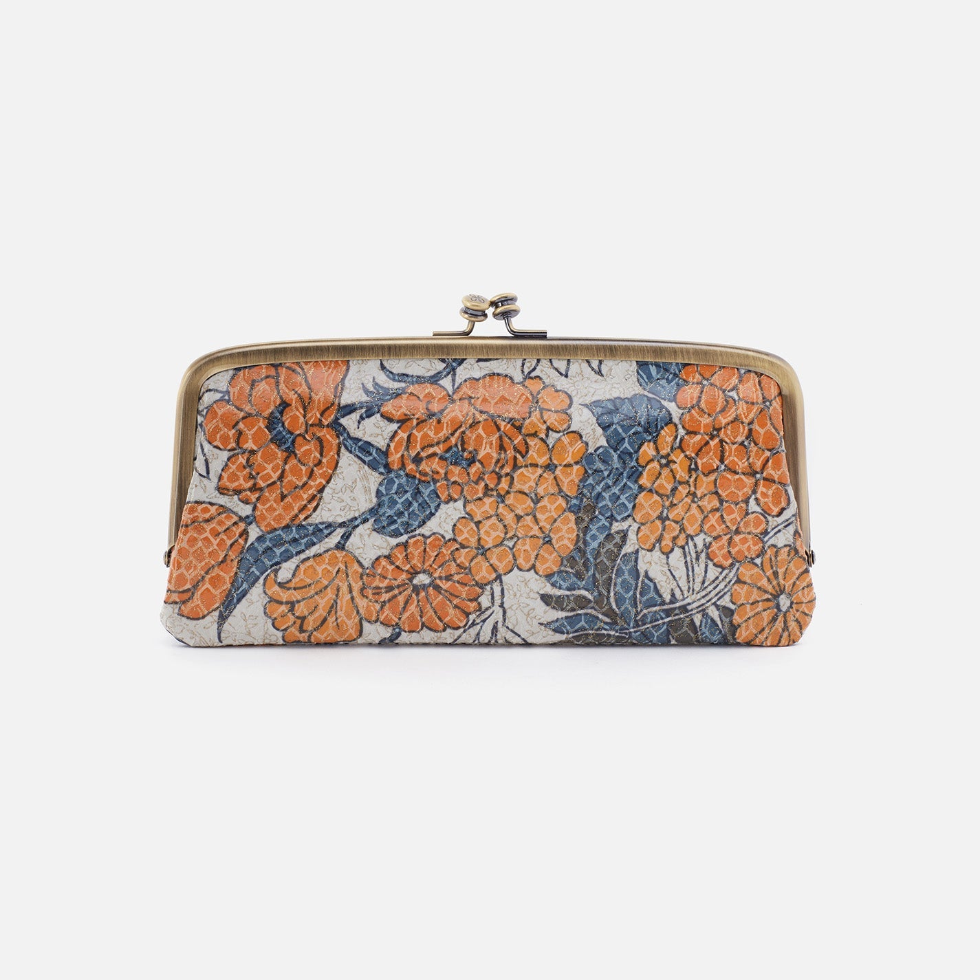 orange blossom Cora Large Frame Wallet on a white background.