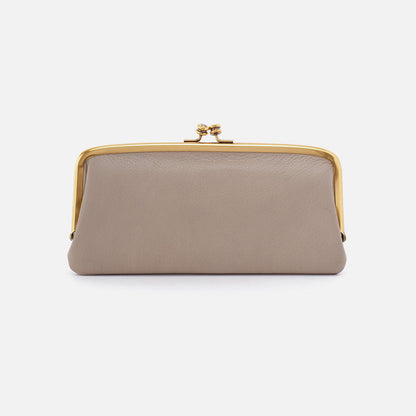 taupe Cora Large Frame Wallet on a white background.