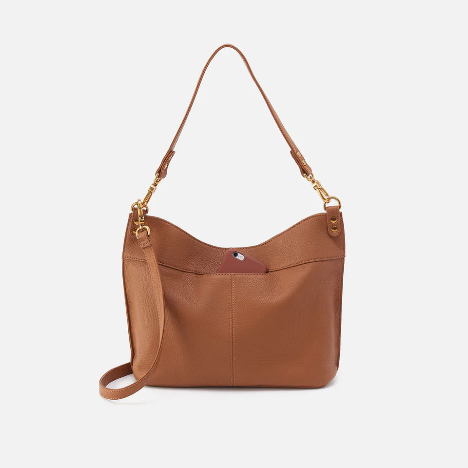back view of warm honey Pier Crossbody Shoulder Bag