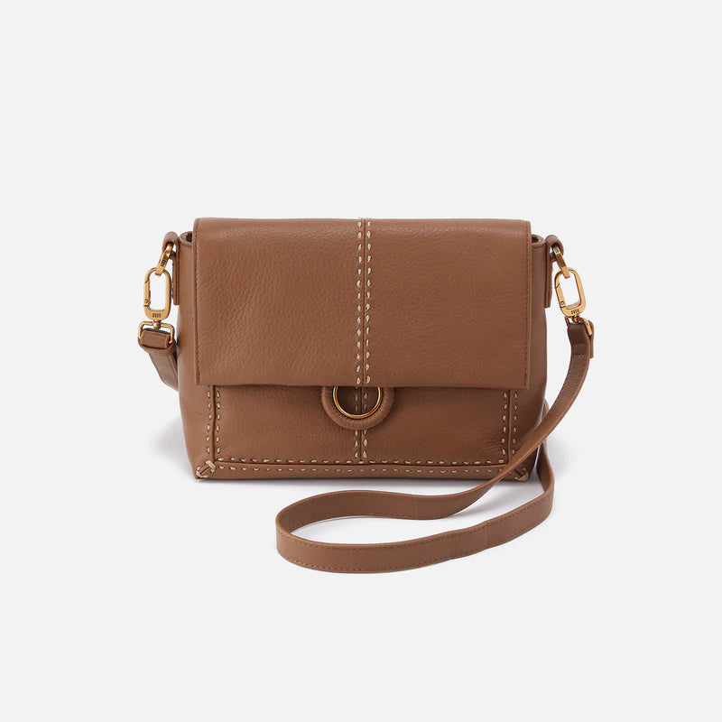 austin flap cross body bag in timber brown