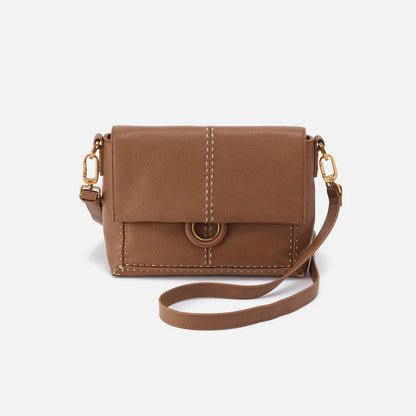 austin flap cross body bag in timber brown