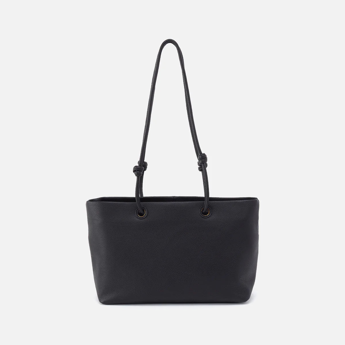 softie tote in black front view with long handles