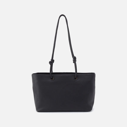 softie tote in black front view with long handles