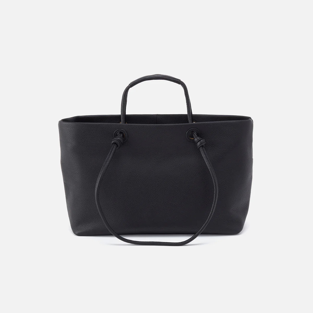 softie tote in black front view with short handles