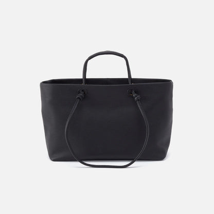 softie tote in black front view with short handles