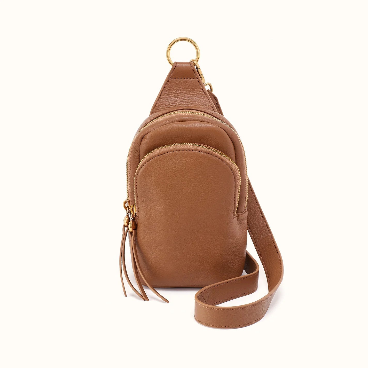 front view of the fern small sling in timber brown