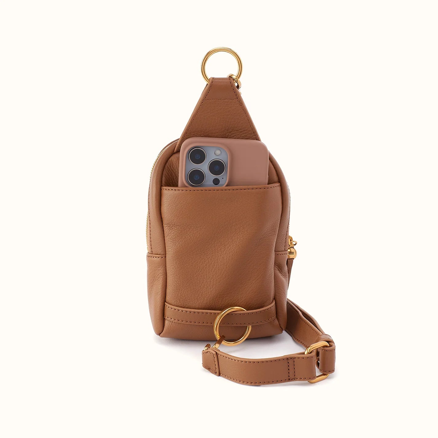 back view of the fern small sling in timber brown