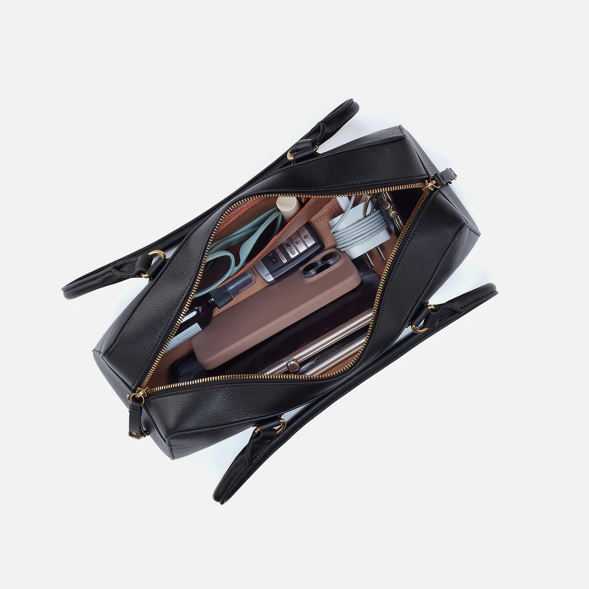topw down view of the inside of the Sadie Satchel in black