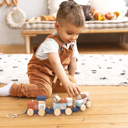 child playing with Stacking Train.