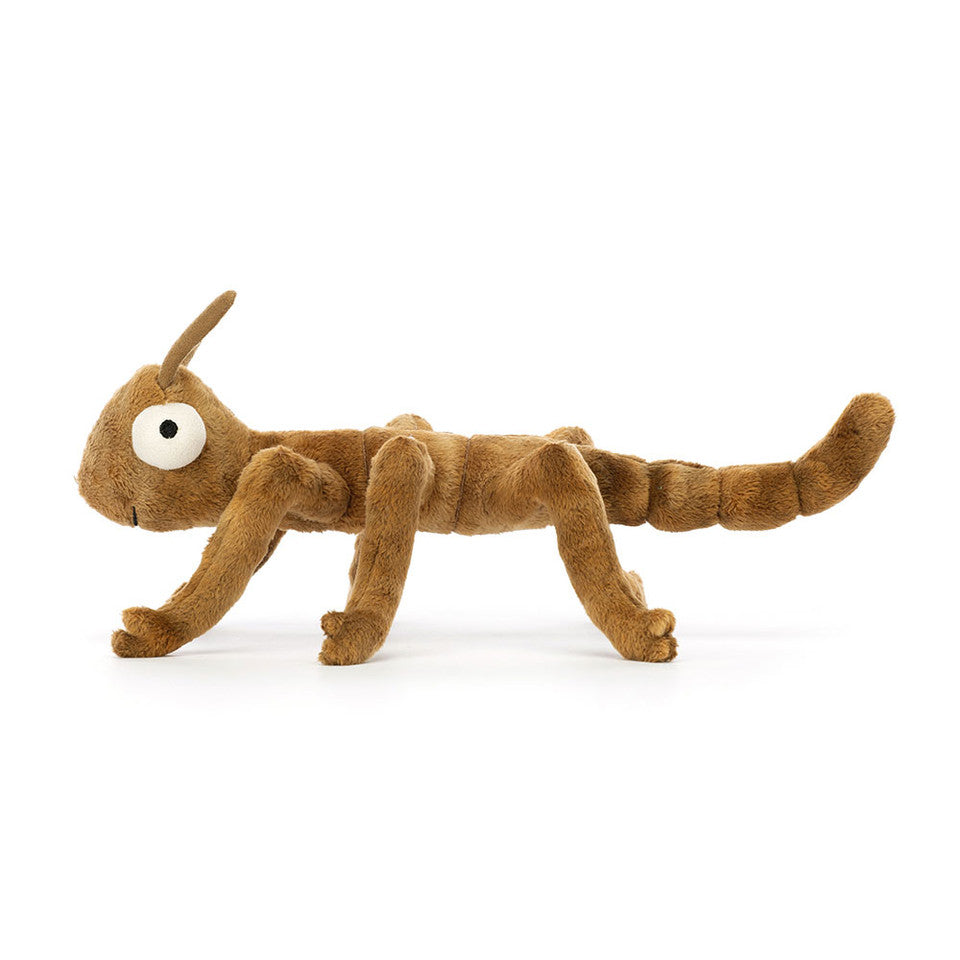 side view of Stanley Stick Insect Plush Toy.