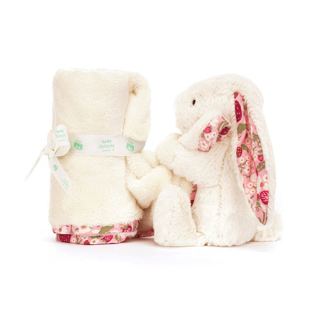 side view of Blossom Bunny Soother Plush Toy Cream Berry