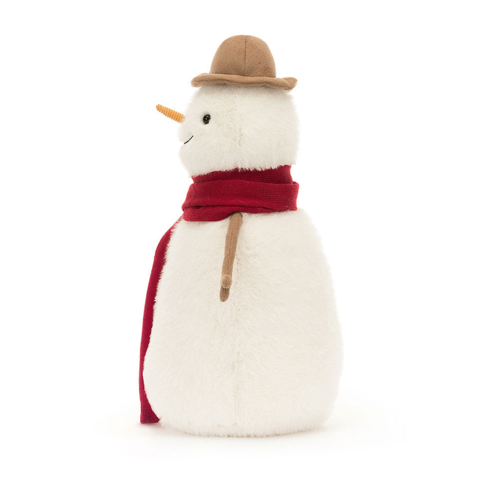 side view of Jesse Snowman Plush Toy.