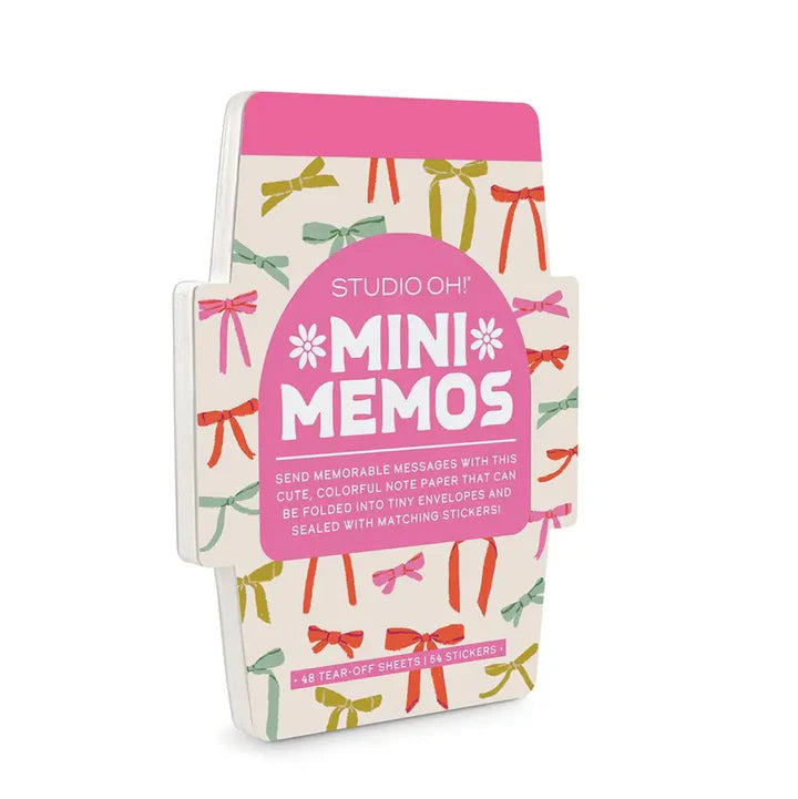 mini memo notepad printed with a ribbon bow design.