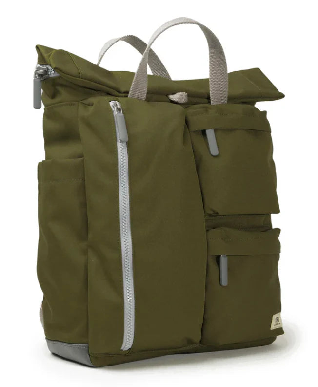 front view of moss Richmond backpack.
