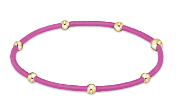 fuchsia hair tie bracelet with gold beads